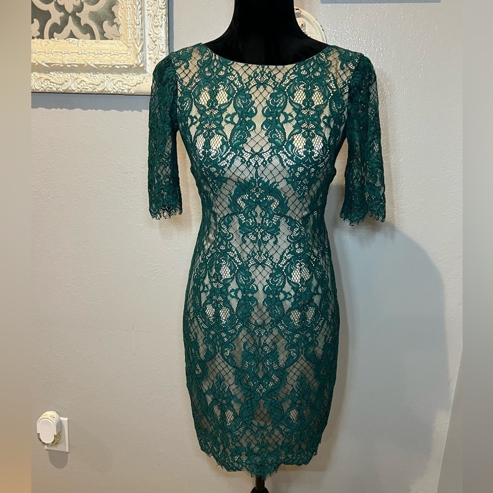 Eliza J Elegant Green Lace Dress